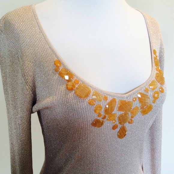 126.  Champaign Sparkled Sequin Top - Picture 3 of 6